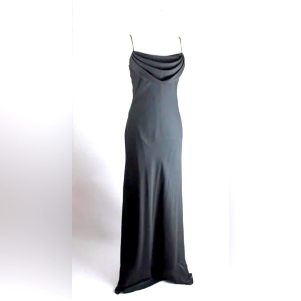 Vintage Black Chiffon Draper Necklinr Gown Dress